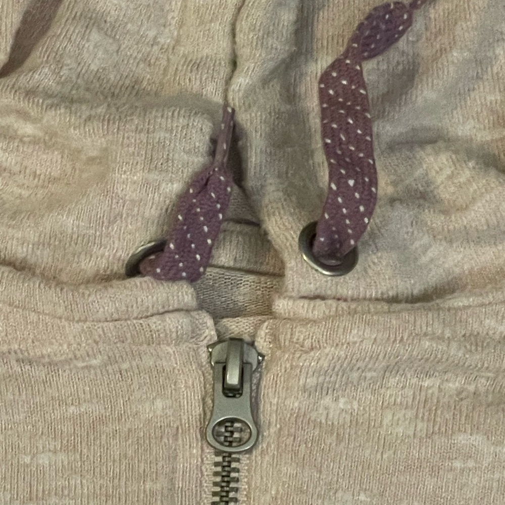 Unbranded Purple Ivory Hoodie sweater front zip size medium polka dot drawstring - Picture 6 of 14